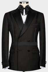 Chic Black Peaked Lapel Double-Breasted Wedding Men's Suit