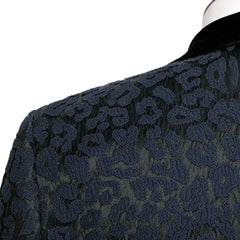 Chic Black Shawl Collar Two-Piece Jacquard Groom's Suit