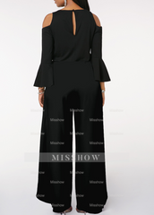 Chic Black V-Neck Long Sleeves Jump Suit