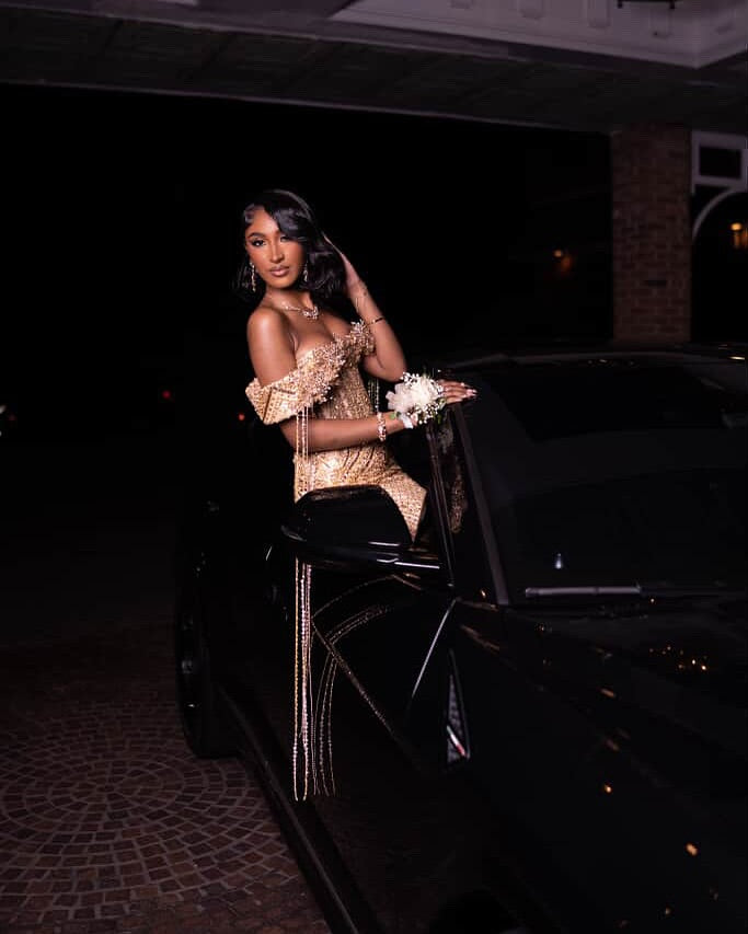 Chic Champagne Off-The-Shoulder Sleeveless Mermaid Prom Dress with Rhinestones and Beadings