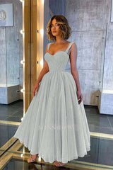 Chic Glittering Straps Sweetheart Sleeveless A Line Formal Dress With Sequins