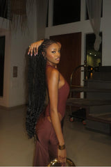 Chic High Neck Sleeveless Mermaid Long Formal Dress With Pleated