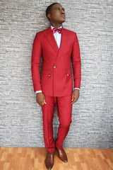 Chic Red Close Fitting Peak Lapel Men’s Prom Suits
