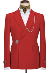 Chic Red Notched Lapel Prom Attire For Men