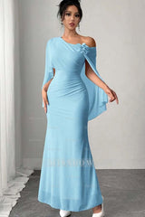 Chic Sleeveless Mermaid Long Formal Dress With Pleated Appliques
