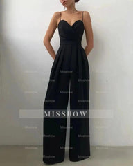 Chic Spaghetti Strap Sleeveless Mint Green Pleated Jump Suit