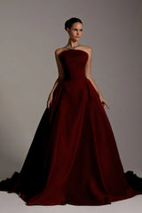 Chic Strapless Sleeveless A Line Long Formal Dress With Pleated