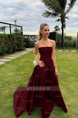 Chic Strapless Sleeveless Bateau Long Formal Dress With Pleated