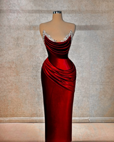 Chic Strapless Sleeveless Long Formal Dress With Beading Pleated