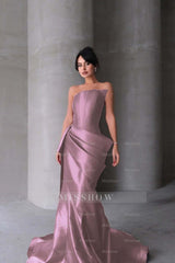 Chic Strapless Sleeveless Mermaid Long Formal Dress With Pleated