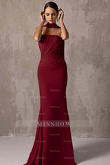 Chic Strapless Sleeveless Mermaid Long Formal Dress With Pleated