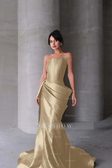 Chic Strapless Sleeveless Mermaid Long Formal Dress With Pleated