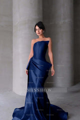 Chic Strapless Sleeveless Mermaid Long Formal Dress With Pleated