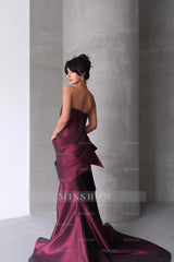 Chic Strapless Sleeveless Mermaid Long Formal Dress With Pleated