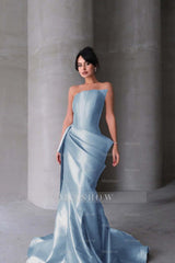 Chic Strapless Sleeveless Mermaid Long Formal Dress With Pleated