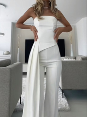 Chic Strapless White Women's Party Jump Suit