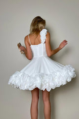 Chic Straps Sleeveless Short Formal Dress With Ruffles Pleated