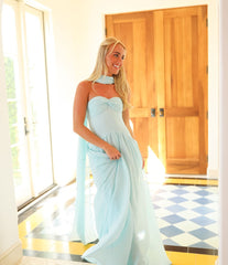 Chic Sweetheart Strapless Sleeveless Long Formal Dress With Pleated