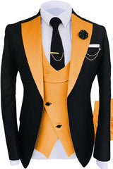 Chic Tangerine Shawl Lapel Three Piece Prom Suit