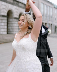 Chic White Mermaid Sweetheart Sleeveless Beaded Sequined Long Wedding Dress