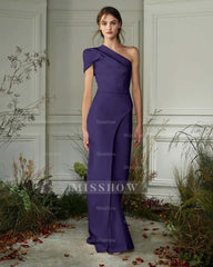 Chic White One-Shoulder Irregular Long Party Jump Suit