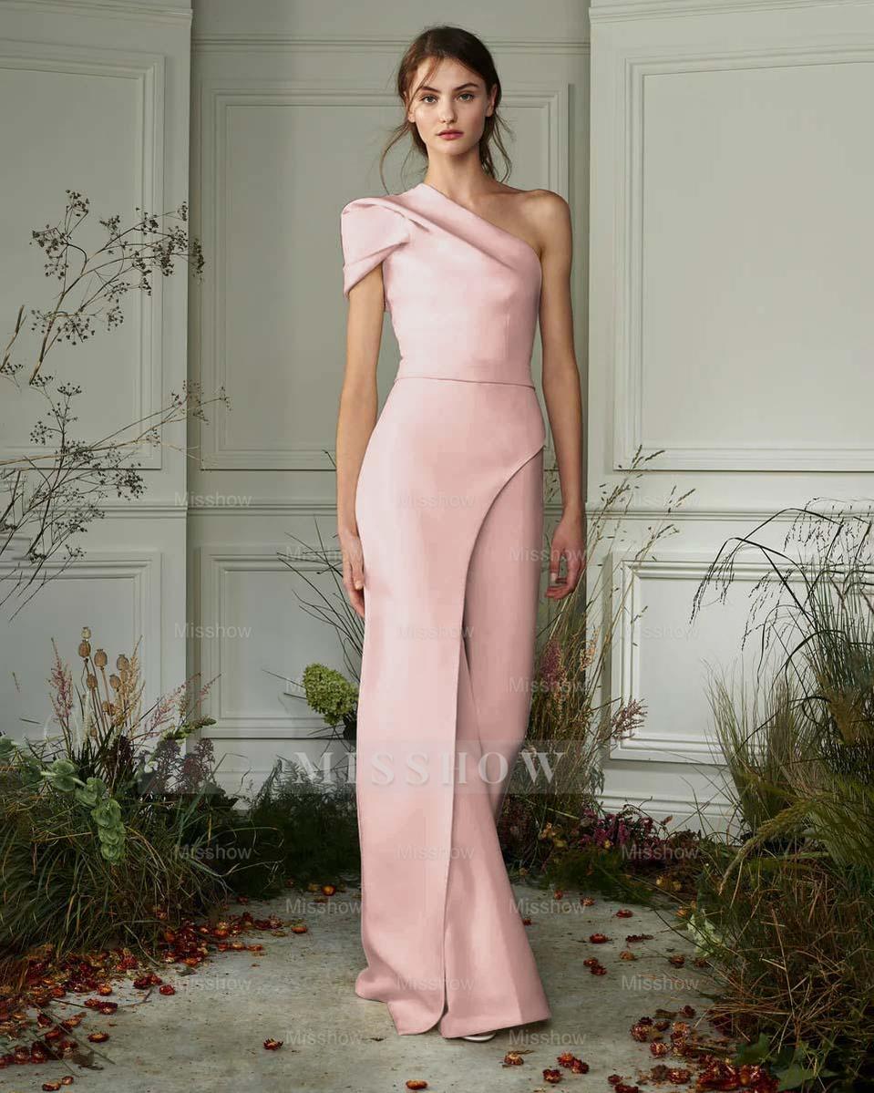 Chic White One-Shoulder Irregular Long Party Jump Suit