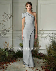 Chic White One-Shoulder Irregular Long Party Jump Suit
