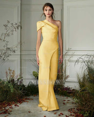 Chic White One-Shoulder Irregular Long Party Jump Suit