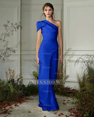 Chic White One-Shoulder Irregular Long Party Jump Suit