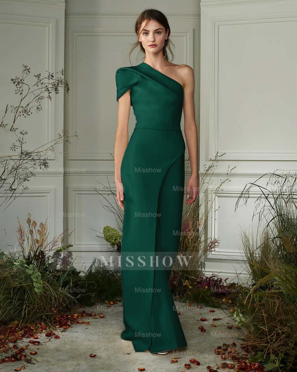 Chic White One-Shoulder Irregular Long Party Jump Suit