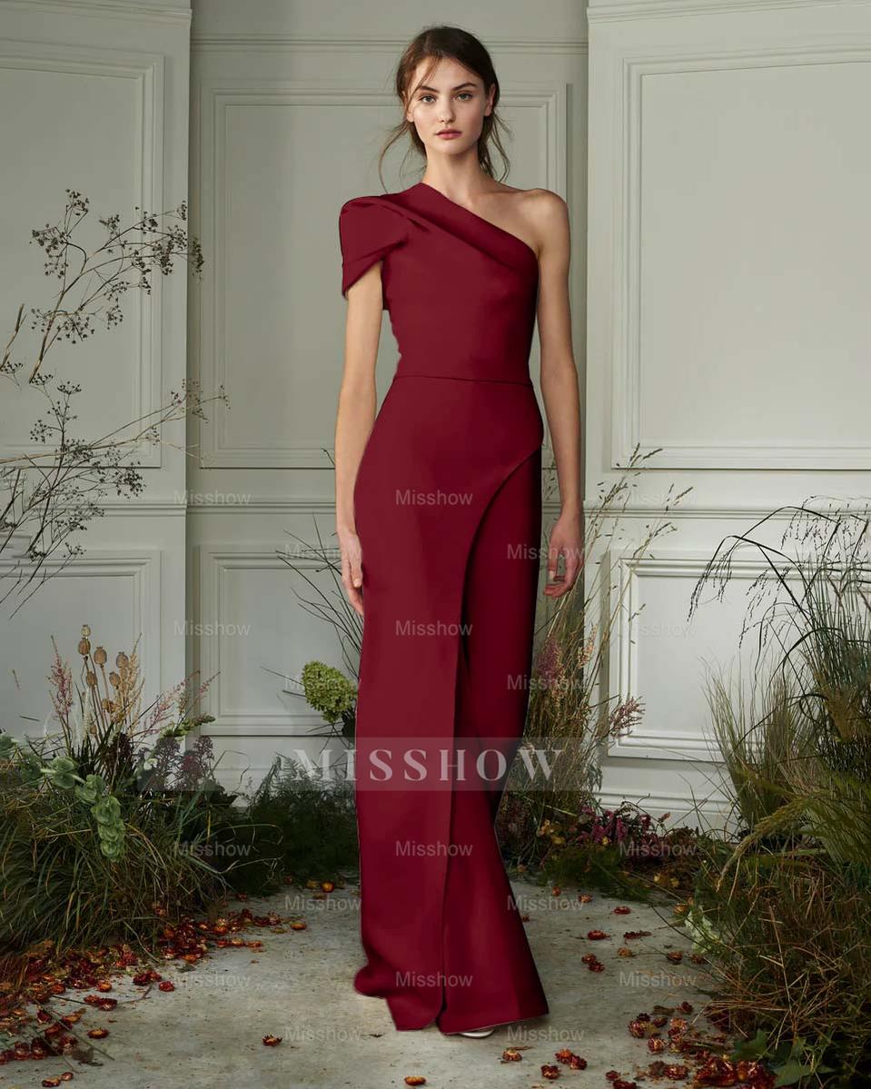 Chic White One-Shoulder Irregular Long Party Jump Suit