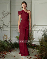 Chic White One-Shoulder Irregular Long Party Jump Suit