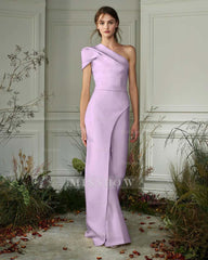 Chic White One-Shoulder Irregular Long Party Jump Suit