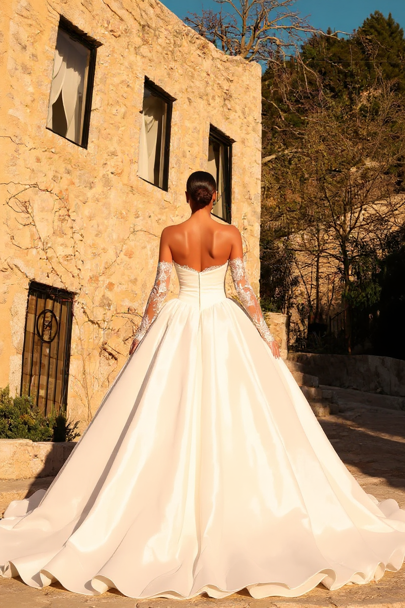Chic White Sweetheart Ball Gown Sleeveless Floor-Length Satin Wedding Dress With Lace