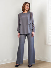 Chiffon Long Sleeves Mother Of The Bride Pantsuits With Jacket