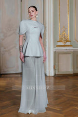 Chiffon Sleeveless Long Mermaid Formal Dress With Pleated Shawl