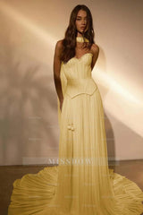 Chiffon Strapless Sleeveless Long Formal Dress With Belt Ruffles