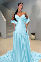 Chiffon Strapless Sleeveless Long Mermaid Formal Dress With Pleated