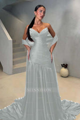 Chiffon Strapless Sleeveless Long Mermaid Formal Dress With Pleated