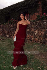 Chiffon Sweetheart Strapless Sleeveless Long Formal Dress With Ruffles