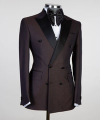 Chocolate Fashion Double-Breasted Two-Piece Prom Suit for Men