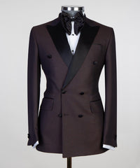 Chocolate Fashion Double-Breasted Two-Piece Prom Suit for Men