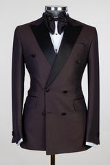 Chocolate Fashion Double-Breasted Two-Piece Prom Suit for Men