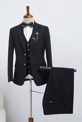 Classic Black Striped Three Pieces Tailored Men’s Business Suit