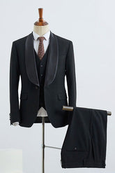 Classic Black Three Pieces Custom Wedding Suit for Grooms