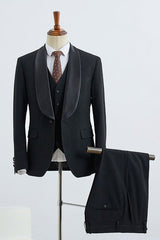 Classic Black Three Pieces Custom Wedding Suit for Grooms