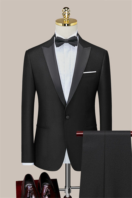 Classic Black Two-Piece One-Button Suit