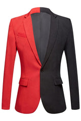 Classic Black and Crimson Notched Lapel Two Piece Custom Prom Attire