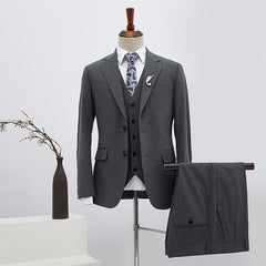 Classic Dark Gray Three Pieces Slim Fit Custom Formal Men’s Wear