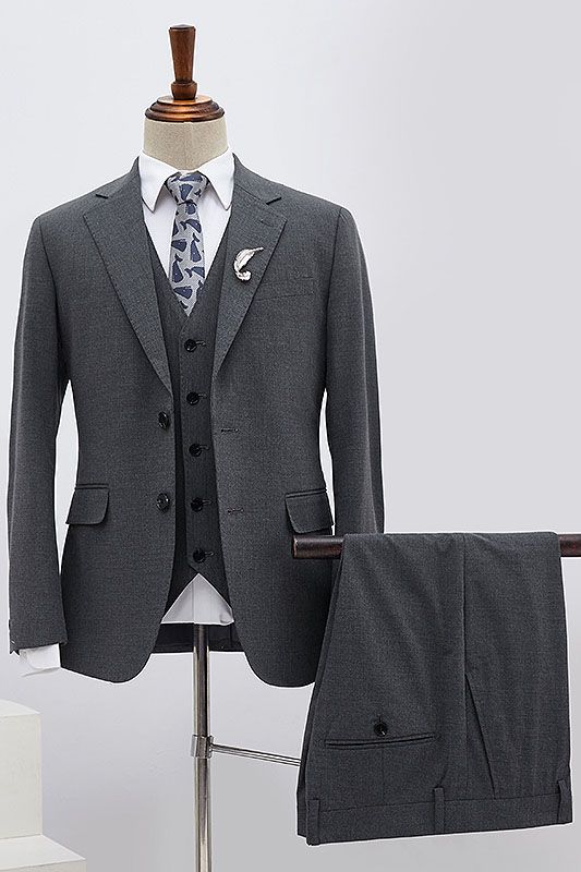 Classic Dark Gray Three Pieces Slim Fit Custom Formal Men’s Wear